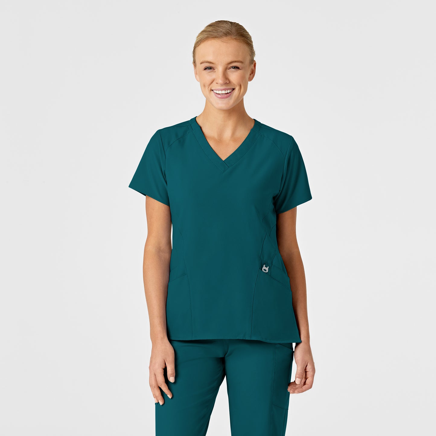 W123 Women's Stylized V-Neck Scrub Top