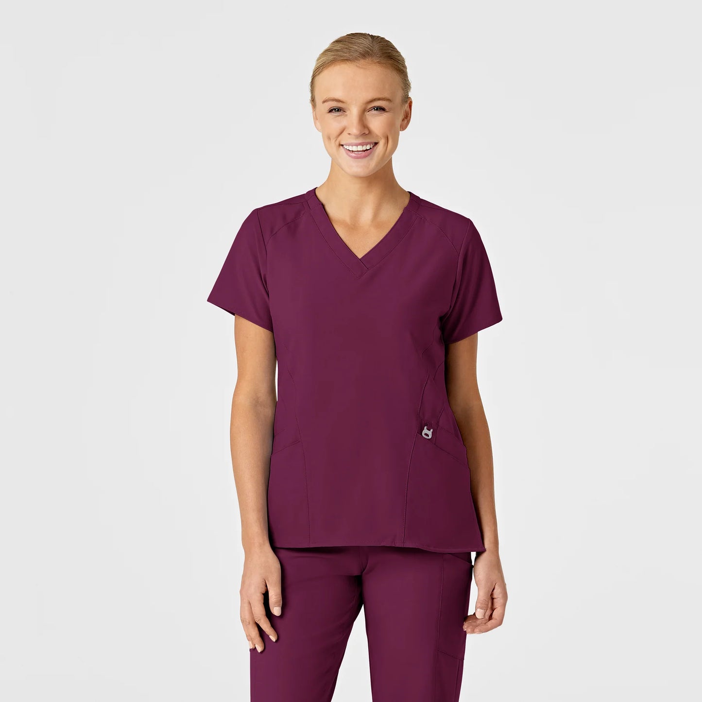W123 Women's Stylized V-Neck Scrub Top